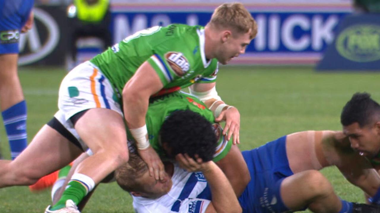 Hudson Young has been put on a report for an alleged eye gouge on Aiden Tolman.