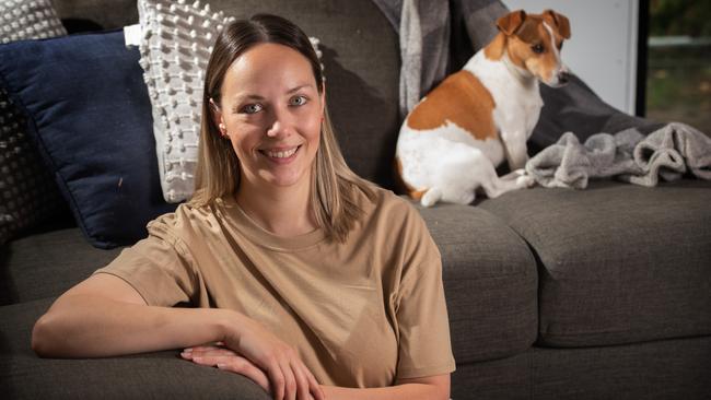 Young mum Emma Macreadie has been preparing and handing out self care hampers to mothers who are doing it tough with post-natal depression and isolation. Picture: Tony Gough