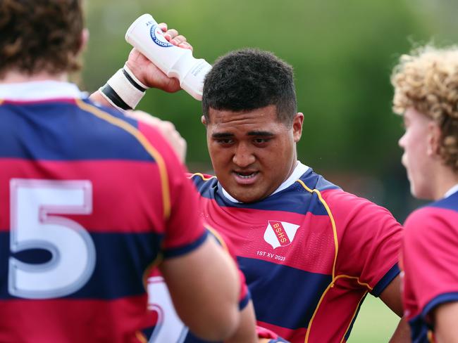 Action from the GPS rugby round 1 match between Churchie and Brisbane State High. Picture: Tertius Pickard