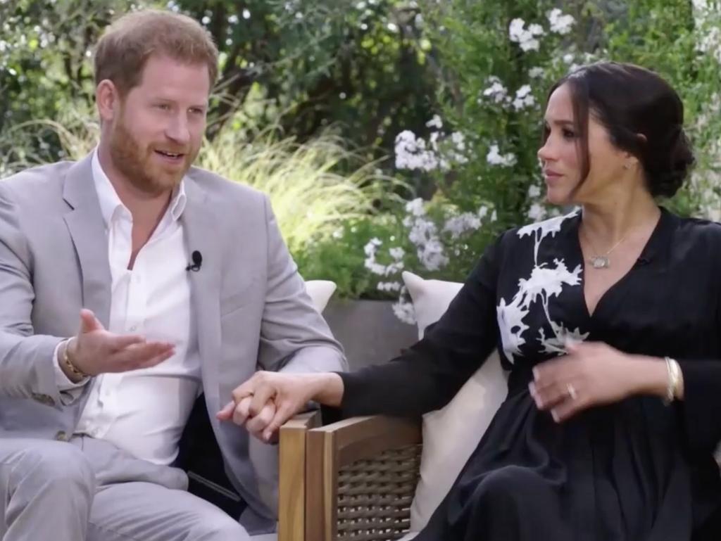 The Sussexes annoyed the royal family after they spoke to Oprah Winfrey. Picture: CBS