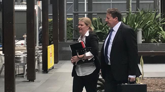 Cr Kristyn Boulton arriving at the Crime and Corruption headquarters in Brisbane this morning.