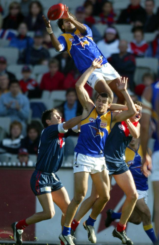 Ashley Sampi’s hanger which trumped Nick Riewoldt for 2004 Mark of the Year. Picture: Michael Dodge.