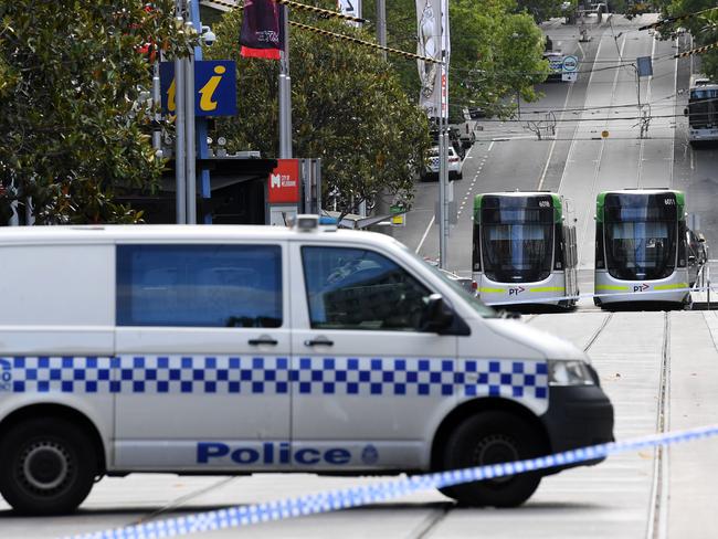 Bourke St Mall was transformed into a crime scene.