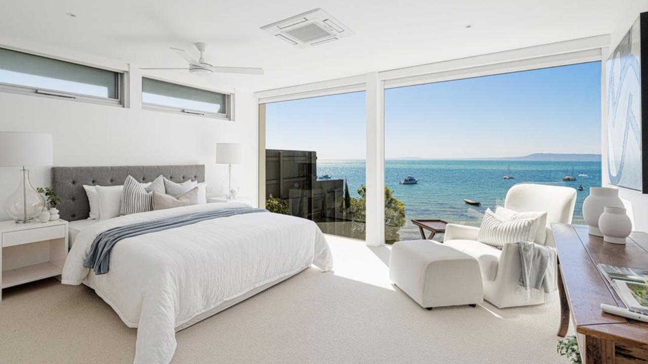 Luxurious interiors: The home contains modern and luxurious interiors with sweeping views of Port Phillip Bay.