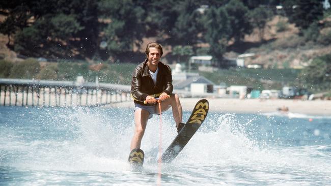 Does it really require an explanation? Fonzie (Henry Winkler) accepts a challenge to jump over a shark tank while water skiing in the dying episodes of Happy Days as the TV show desperately tried to cling on to ratings.