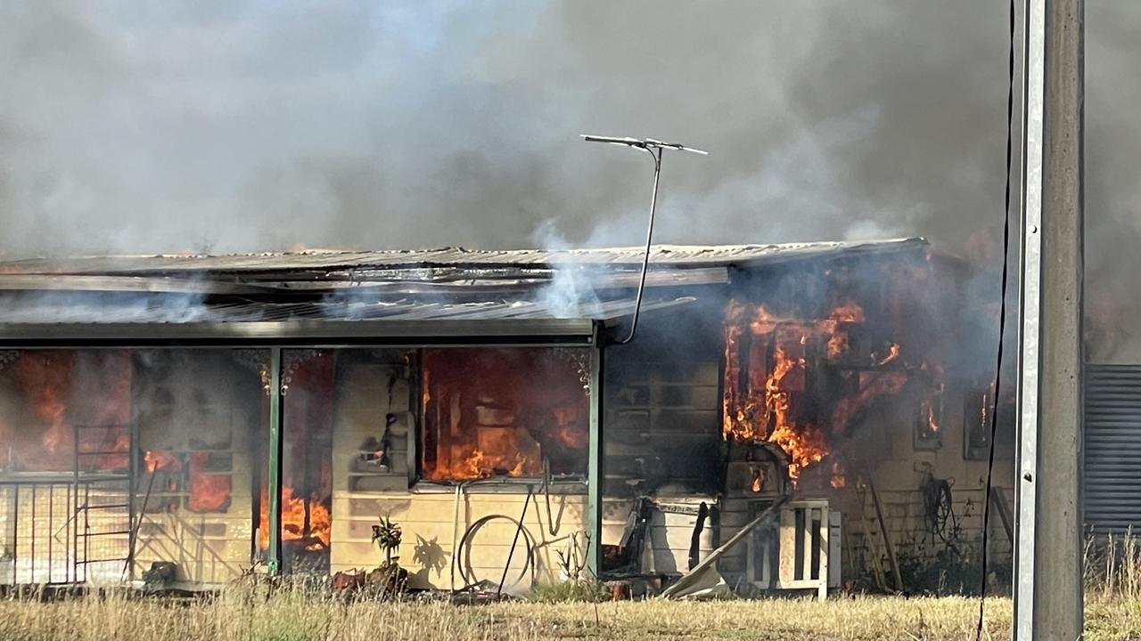 The property on fire in Tailem Bend.