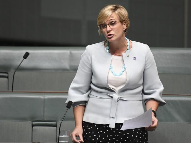 Zali Steggall taking on the Government during House of Representatives’ Question Time. Picture: Lukas Coch