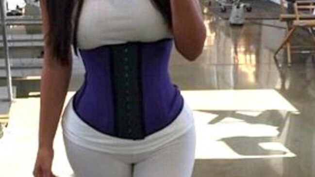 Kim Kardashian in her training corset