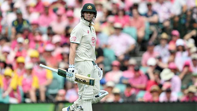 Steve Smith walks off the field after his dismissal