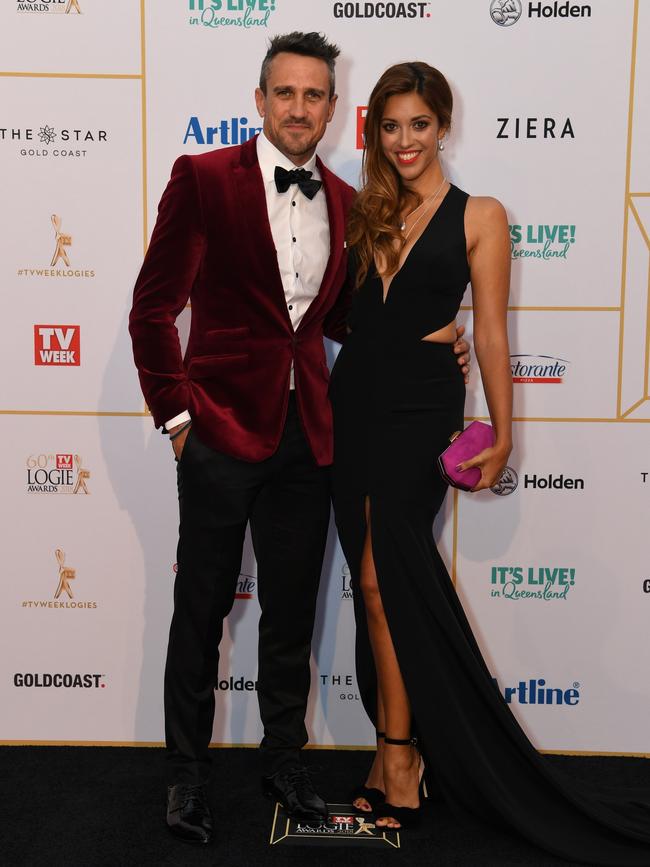 Survivor star Lee Carseldine and Kristy Best arrive at the 2018 Logie Awards. Picture: AAP/Dan Peled