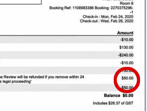 The extra charge from the motel.