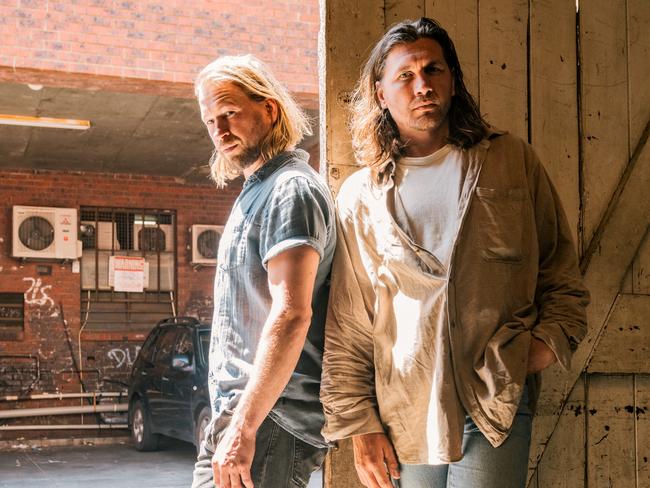 ***EXCLUSIVE FOR THE AUSTRALIAN ONLY***, Melbourne blues-rock act The Teskey Brothers, whose third album 'The Winding Way' was released in 2023. L-R: Josh Teskey, Sam Teskey. Picture: Ian Laidlaw