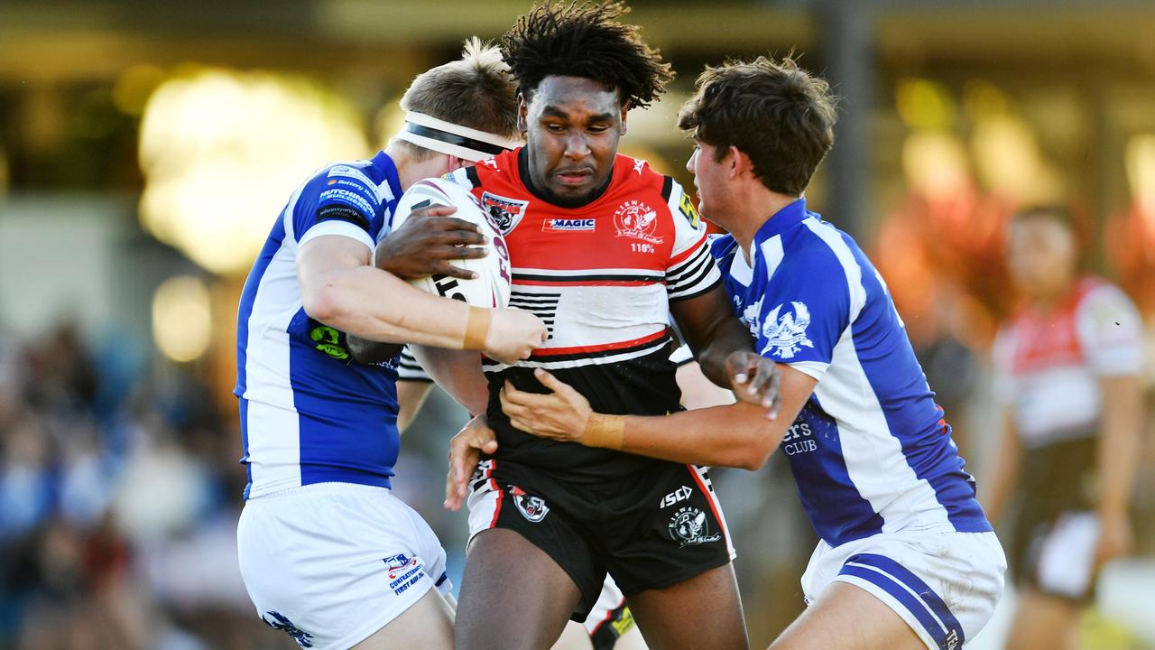 Tajshon Santo-Messa Aaron Payne Cup; Kirwan State High School Vs Ignatius Park College at Jack Manski Oval. Picture: Alix Sweeney