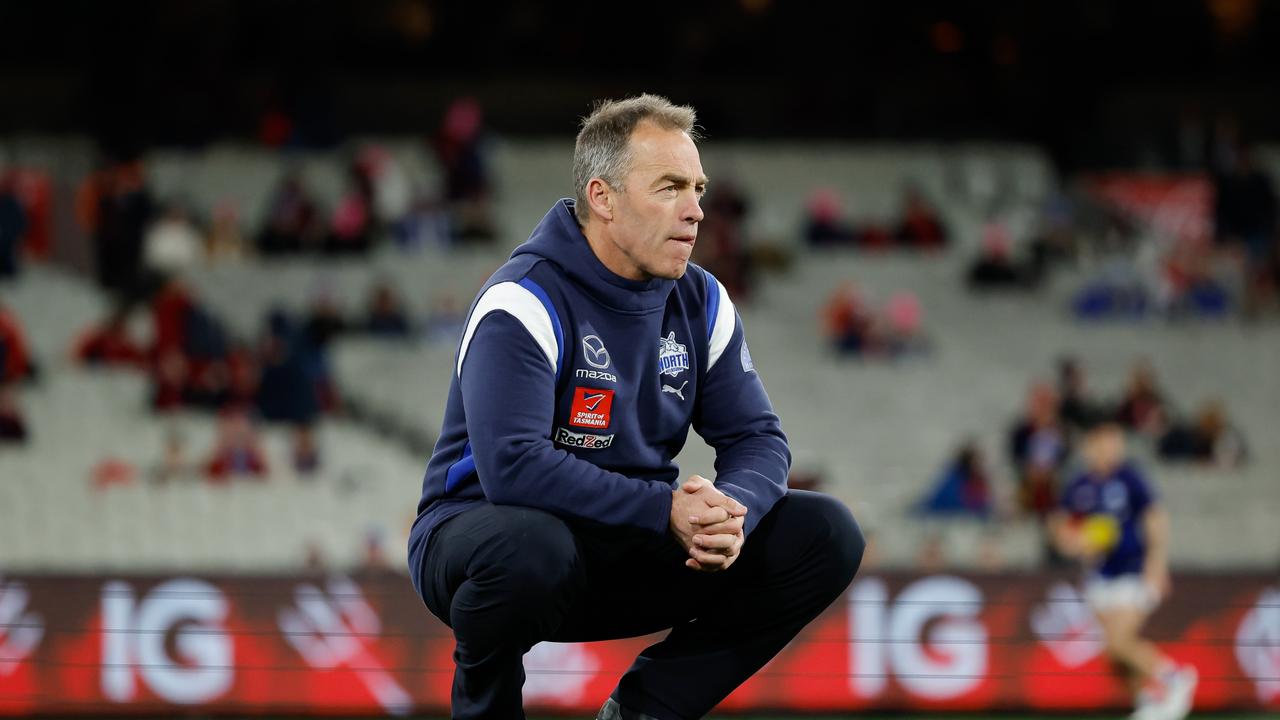 North Melbourne coach Alastair Clarkson says he is disappointed by the Kangaroos’ costly slow start to a winnable game against Melbourne. Picture: Dylan Burns / Getty Images