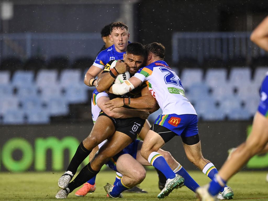 Panthers recruit Isaiah Papali’i was kept in check. Picture: NRL Imagery