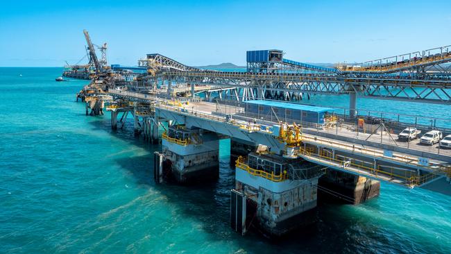 A ship loader and berth at the Hay Point Coal Terminal south of Mackay. Picture: BHP