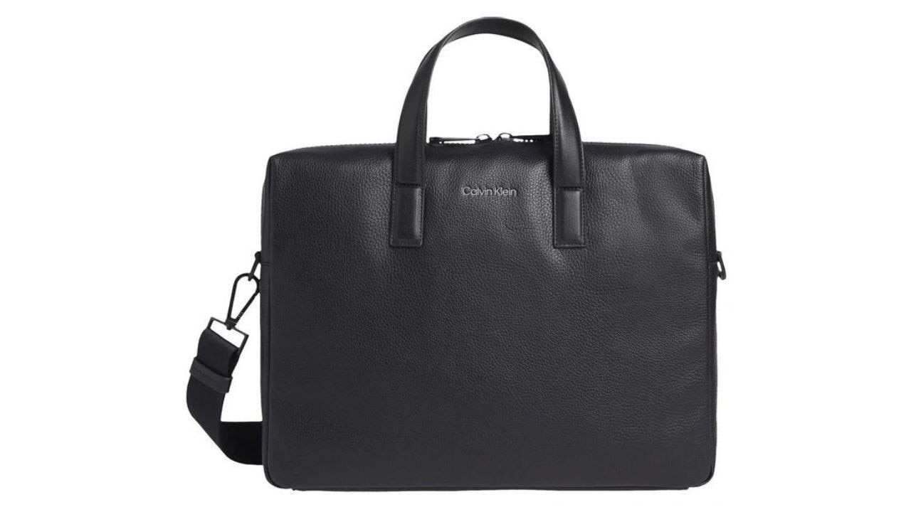 Calvin Klien Recycled Faux Leather Laptop Bag. Picture: Myer.