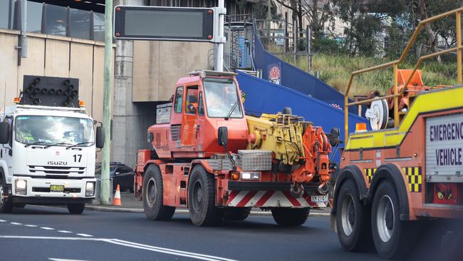 The broken down crane. Picture: John Grainger