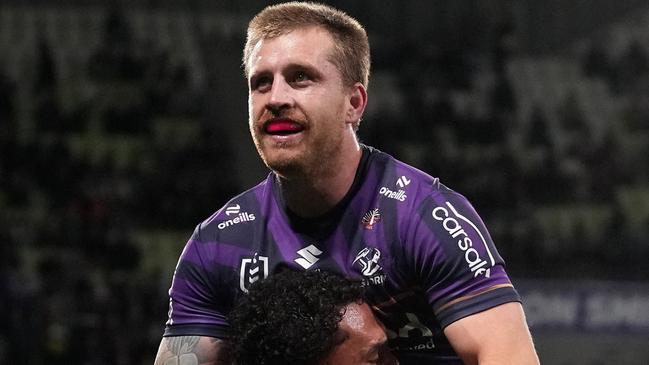 Cameron Munster grew up with the Storm’s big three, but he’s now the face of the club as he prepares to bring up a major milestone this weekend. Picture: Daniel Pockett/Getty Images