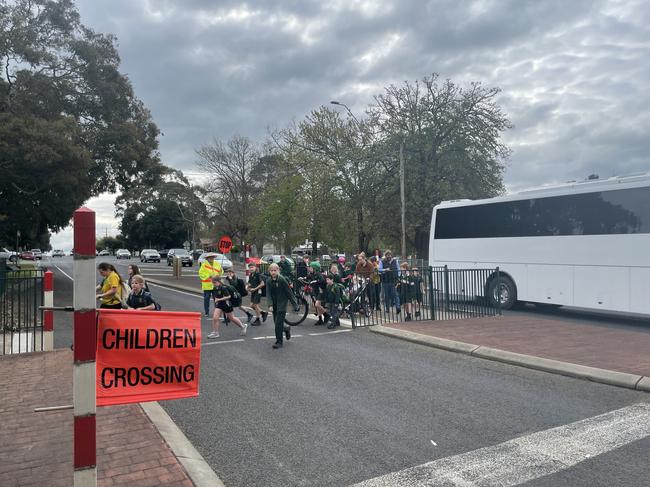 The school has advised parents and students to use the supervised children crossing. Picture: Jack Colantuono