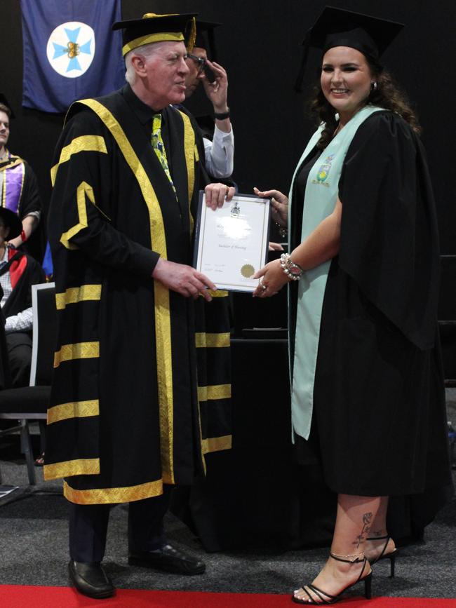 Mackinley Pointon graduated with a Bachelor of Nursing at the CQUniversity graduation ceremony in Bundaberg on December 14, 2023.
