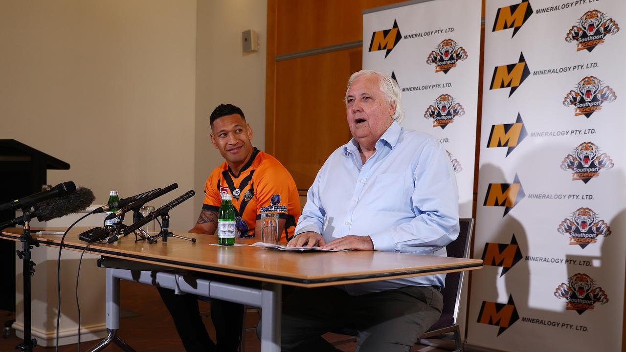 Two unlikely allies: Folau and Palmer reveal their intentions in Brisbane last week. Picture: Getty Images