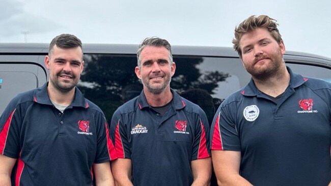 The Chadstone coaching staff of Jake Ricardo (reserves coach), Luke Nally (senior coach) and Angus Letzing (senior assistant).