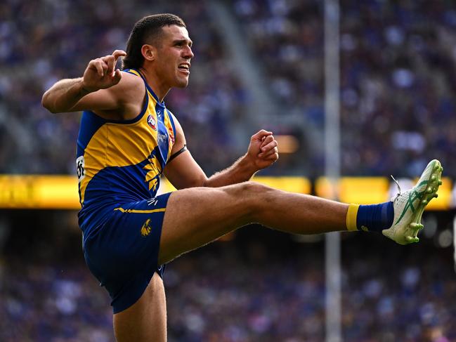 Jake Waterman starred for the Eagles on Sunday against Richmond. Picture: Daniel Carson/AFL Photos via Getty Images.