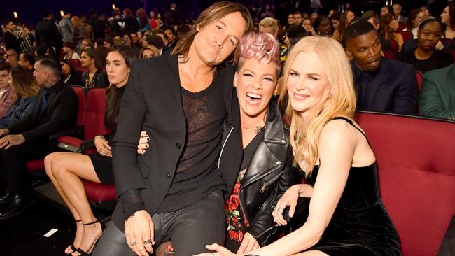 The first time Keith Urban and Nicole Kidman met P!nk at the American Music Awards in 2017. Picture: Supplied/Jeff Kravitz/AMA2017.