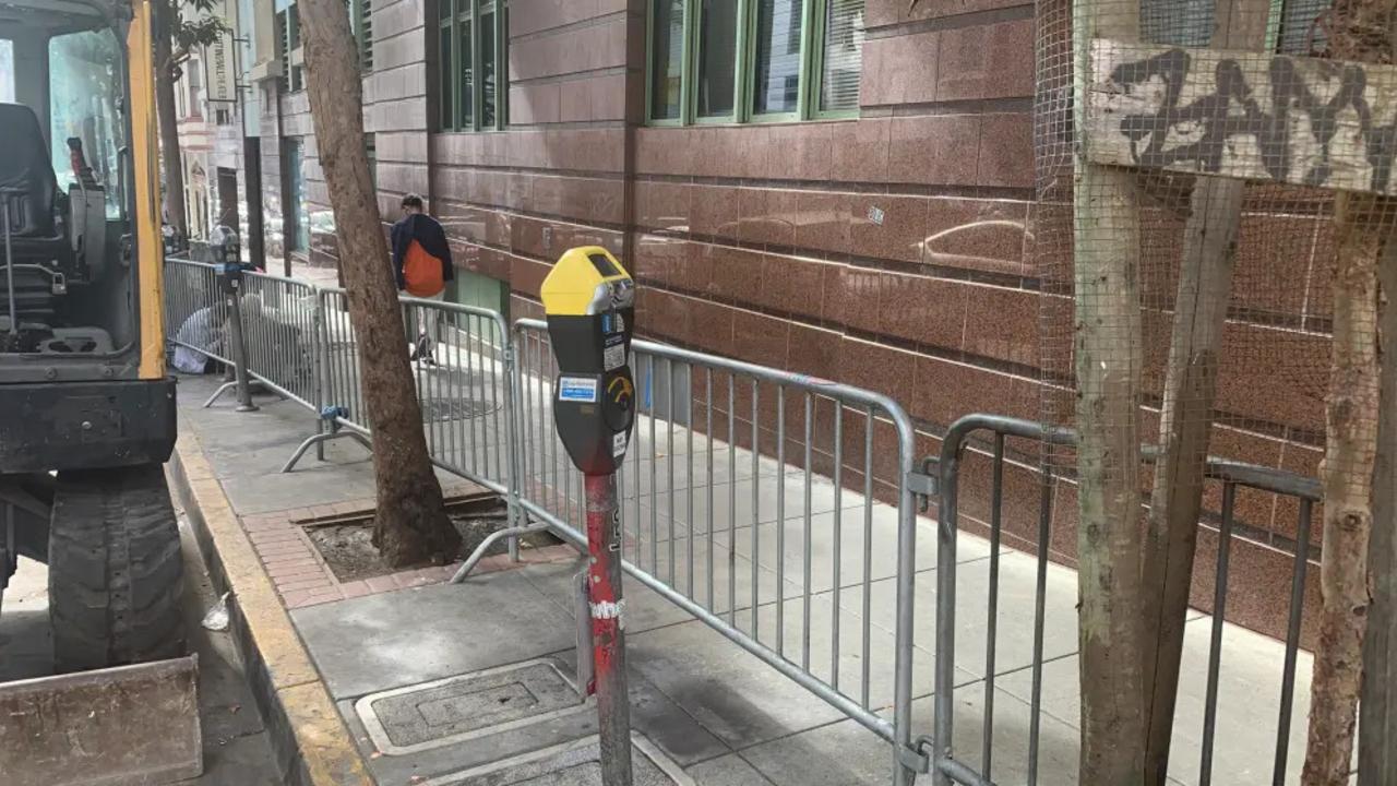 Area of old homeless encampment on the corner of Ellis and Taylor Streets in the Tenderloin District on Nov. 10, 2023. Parts of Downtown San Francisco have been cleared of encampments in preparation for the APEC summit. Picture: David G. McIntyre