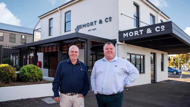 NEW DEVELOPMENT: Mort and Co Stockfeeds Feed Supplementation Manager Cameron Best with CEO Stephen O'Brien. Picture: Contributed