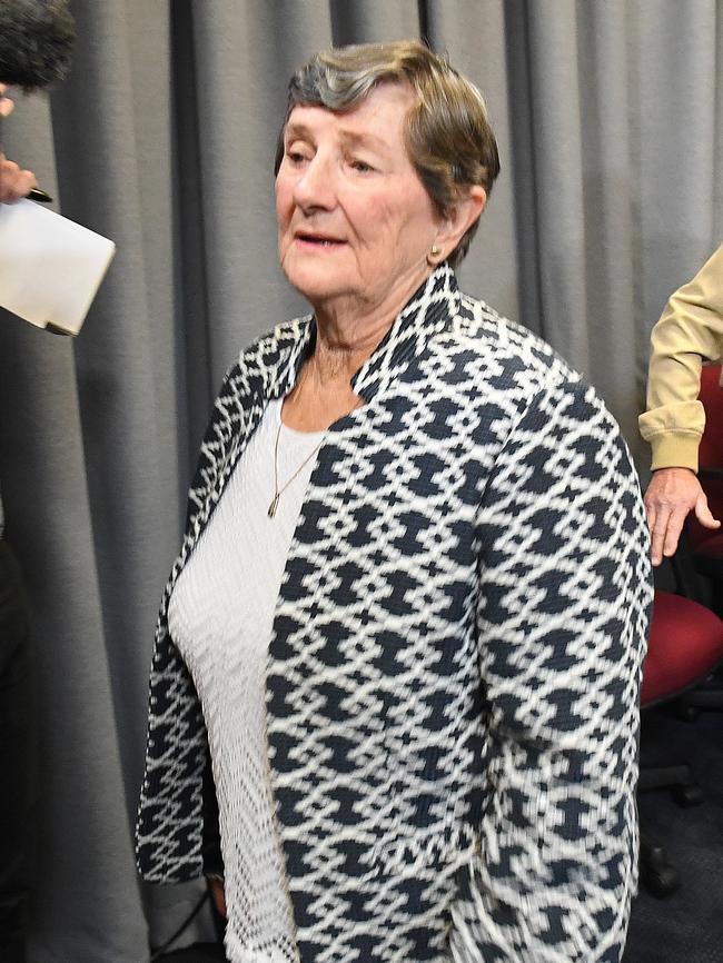 Nancy Fein seen leaving a press conference at Police Headquarters in Brisbane, Wednesday, August 22, 2018. (AAP Image/Dave Hunt)