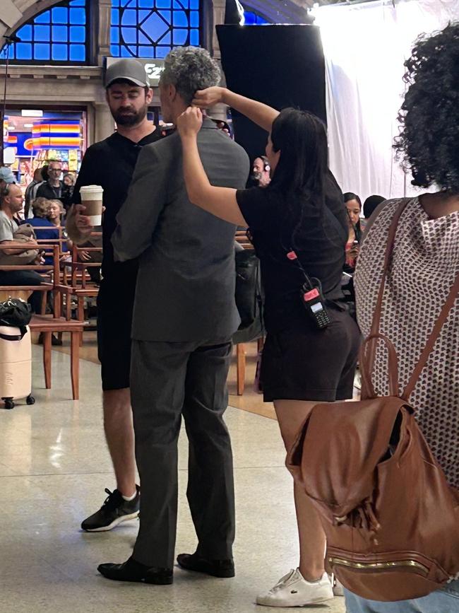 Waititi filming at Central Station, Sydney on March 22. Picture: Eilidh Sproul-Mellis