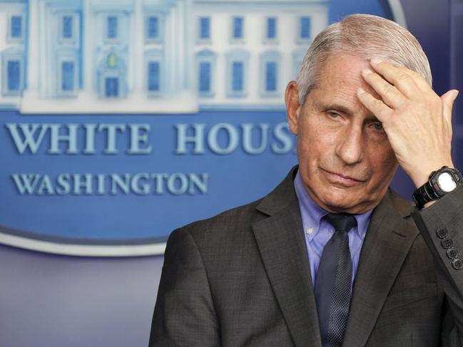 Anthony Fauci, director of the National Institute of Allergy and Infectious Diseases, listens during a news conference in the James S. Brady Press Briefing Room at the White House in Washington, D.C., U.S., on Tuesday, April 13, 2021. U.S. health officials called for an immediate pause in usingÃÂ Johnson & Johnson's single-dose Covid-19 vaccine after six women who received it developed a rare and severe form of blood clotting. Photographer: Leigh Vogel/UPI/Bloomberg via Getty Images