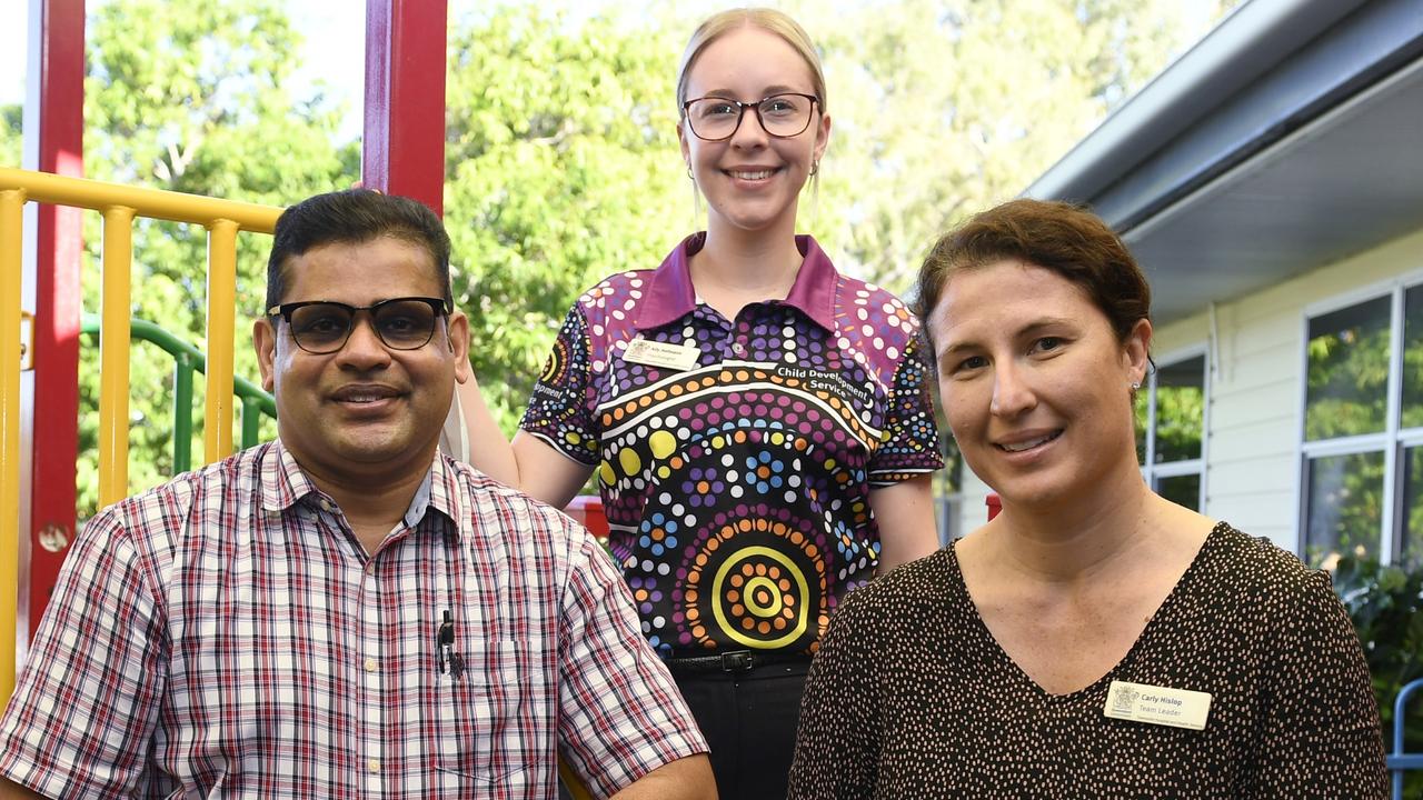 Paediatrician and neonatologist Dr Sithambarampillai Sivayoganathan, Child Development Service psychologist Ally Hofmann, and Child Development Service allied health team leader Carly Hislop.