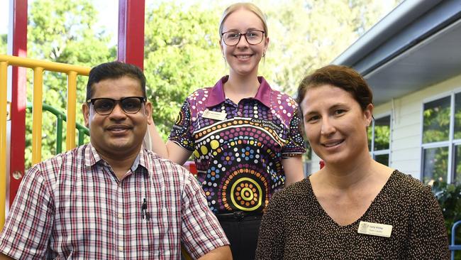 Paediatrician and neonatologist Dr Sithambarampillai Sivayoganathan, Child Development Service psychologist Ally Hofmann, and Child Development Service allied health team leader Carly Hislop.
