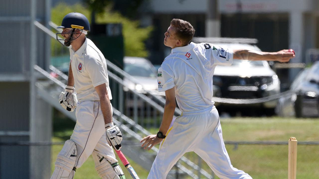 Johnson bowled first change for the Tigers. Picture: Steve Holland