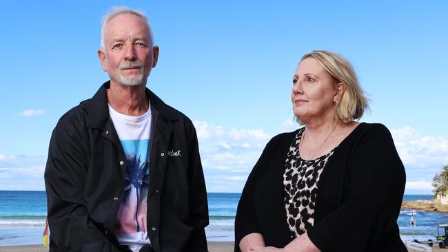 ‘It’s mind-numbing’: Andy Read, the brother of missing mum Bronwyn Winfield, and his wife Michelle at South Cronulla beach in Sydney on Friday. Picture: John Feder