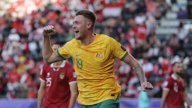 Harry Souttar scored the Socceroos’ fourth goal during their win over Indonesia. Picture: Getty