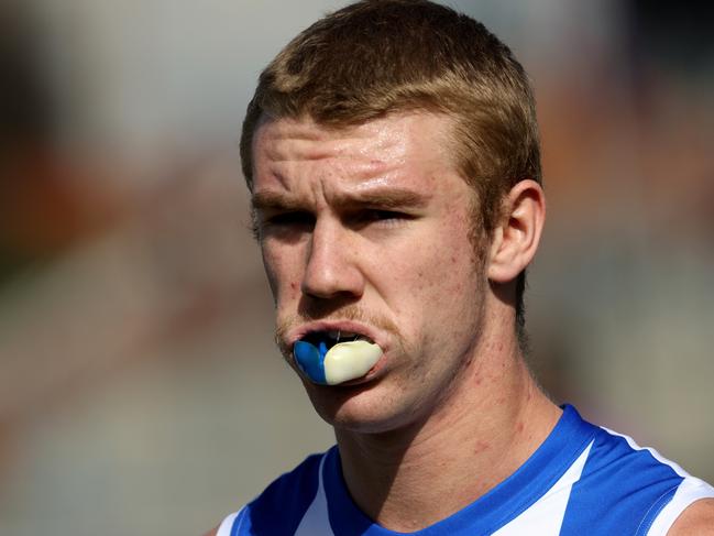 VFL: Coburg v North Melbourne: Jason Horne-Francis of North Melbourne on Saturday 13th of August, 2022 in Coburg, Victoria, Australia.Photo: Hamish Blair