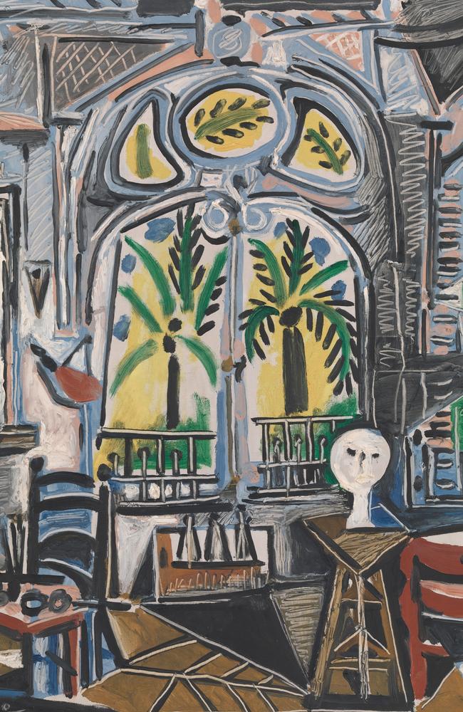 Pablo Picasso’s The studio (L’atelier) 1955 features the same palm tree motif as the painted tile. Picture courtesy: Tate Modern