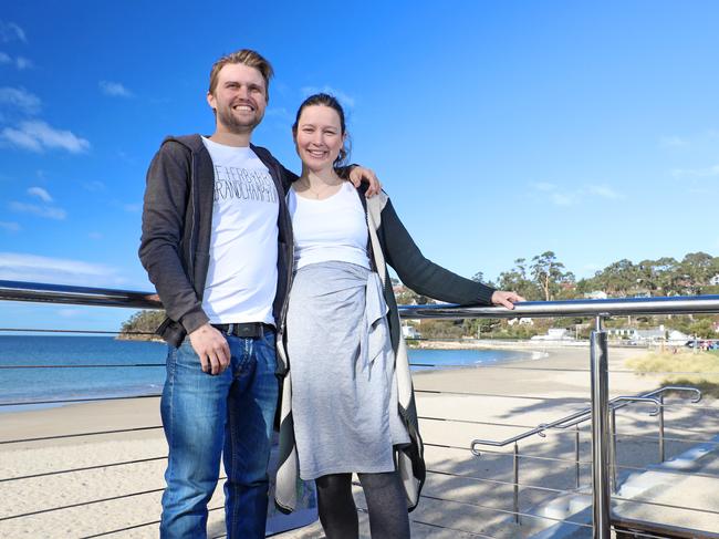 Kingston residents Matt Bajak and Kristina Ulmanova said the first home builders grant allowed them to buy their home earlier than expected. Picture: LUKE BOWDEN