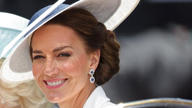 Britain's Catherine, Duchess of Cambridge, travels in a horse-drawn carriage during the Queen's Birthday Parade, the Trooping the Colour in London on June 2, 2022. Picture: Chris Jackson / AFP.