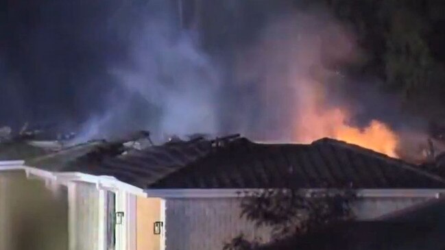 A woman has died in a house fire at Logan this morning. Picture: 7 News