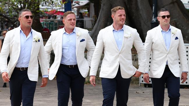 Sam, George, Tom and Luke Burgess looked casually elegant in their matching outfits. Picture: Matrix