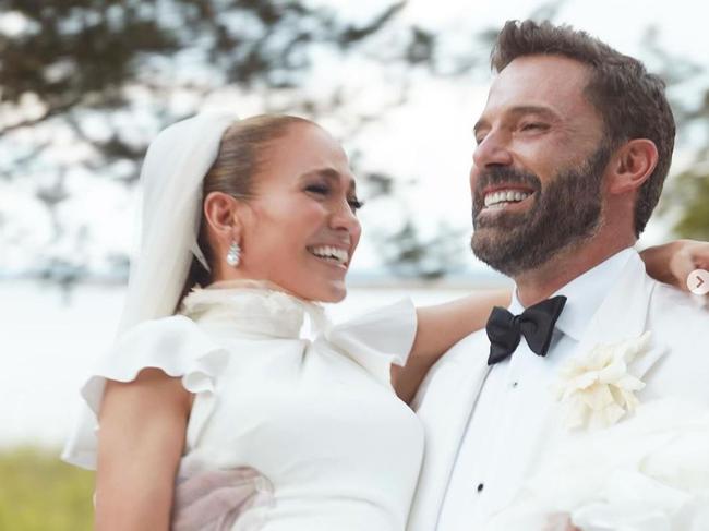 Jennifer Lopez and Ben Affleck were blissfully happy on their wedding day. Picture: Instagram/Jlo