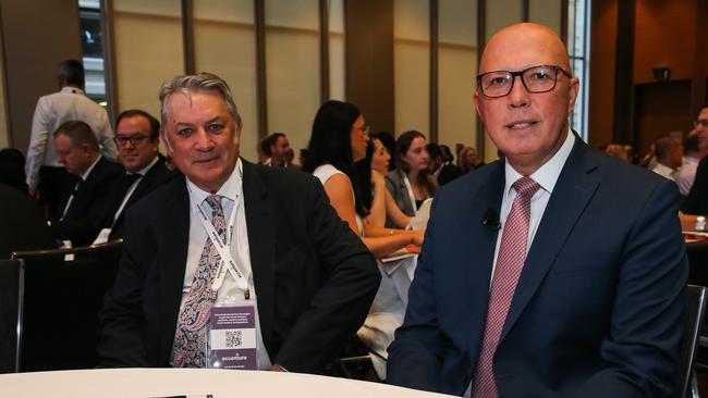 Leader of the Opposition Peter Dutton with the editor-in-chief of the AFR. Picture: NCA NewsWire / Gaye Gerard