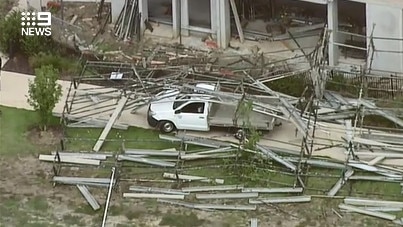 Craigieburn scaffolding collapse. Picture: Channel 9 Melbourne/Twitter