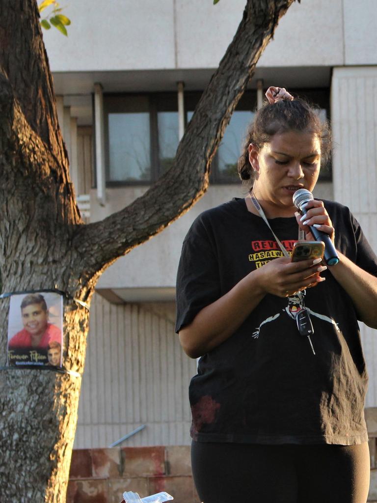 A vigil for slain Noongar teenager, Cassius Turvey, outside the Alice Springs courthouse on November 2, 2022. Picture: Jason Walls