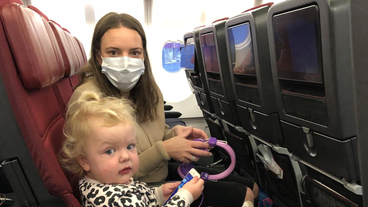 Lauren McGill travelled from Melbourne to Sydney with her mother and two young children on Jetstar flight JQ520, which landed in Sydney without passengers undergoing COVID-19 testing on arrival. Picture: Supplied